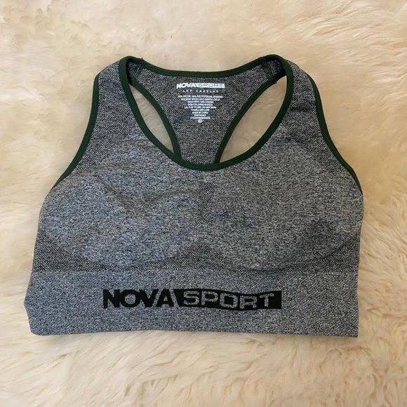 NWOT NOVA SPORT Women M/L No Limits Infinity Seamless Active Sports Bra in Olive - Picture 3 of 5